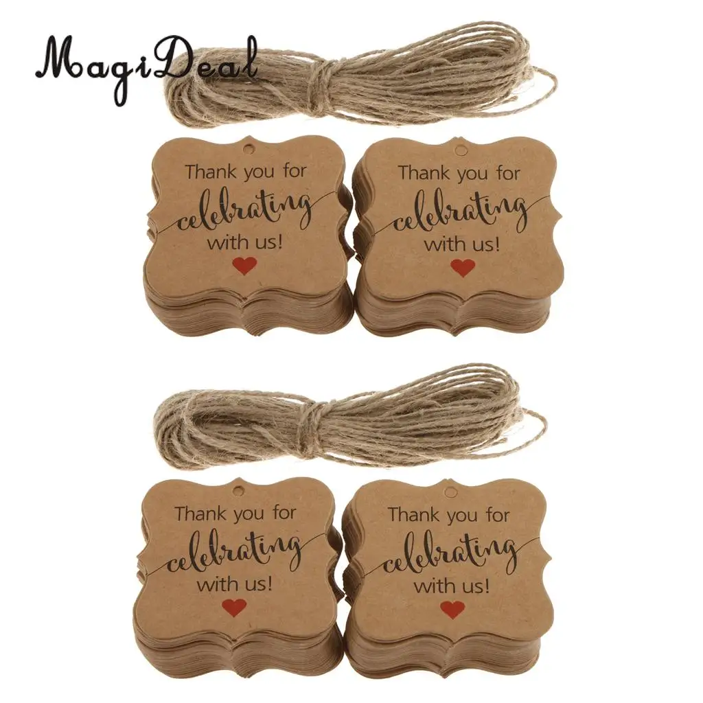 200 Pieces Rustic Kraft Paper Thank you for Celebrating with us Gift Tags Baby Shower Wedding Birthday Party Favor Labels