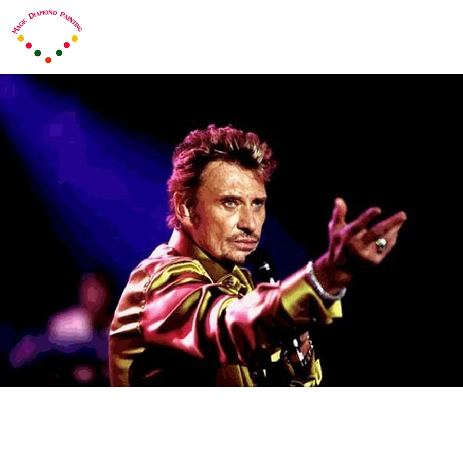 

diamond painting Superstar singer cross stitch round Rhinestones embroidery plastic craftsFull diamond painting johnny hallyday
