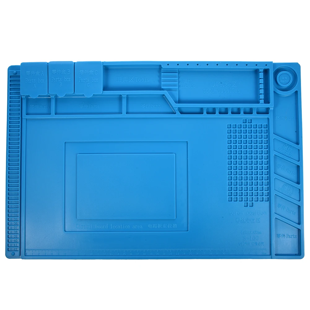 1 Pcs 45x30cm Heat Insulation Silicone Pad Desk Mat Maintenance Platform for BGA Soldering Repair Station with Magnetic Section