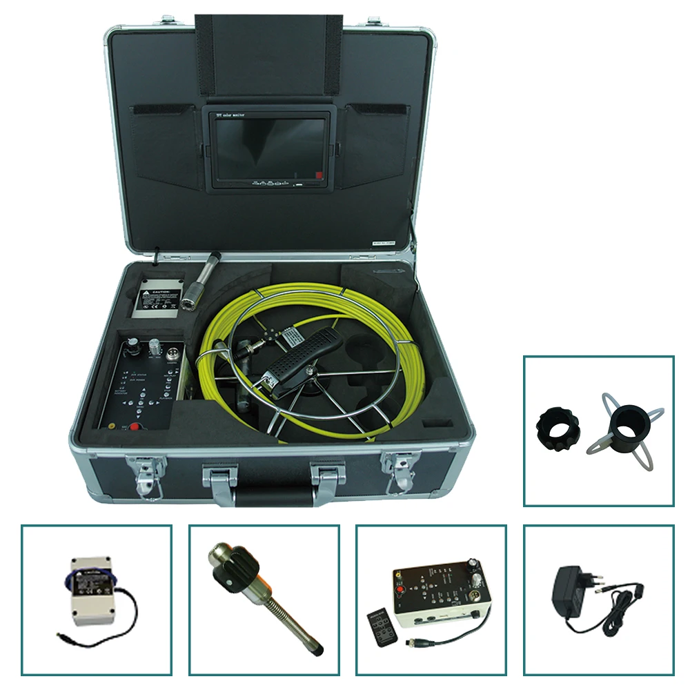 

23mm waterproof underground sewer lines inspection camera 20m push rod snake video pipe inspection camera with7 inch lcd screen