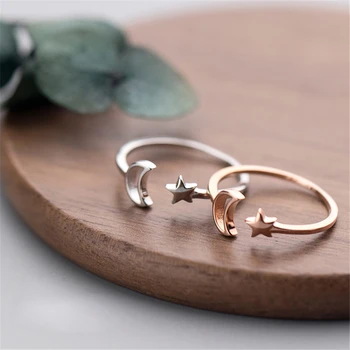 

Rose Gold Moon Ring Anillos Real 925 Silver Jewelry Vintage Charm Best Friends Gift Haut Femme Bague Femme Aneis Rings for Women
