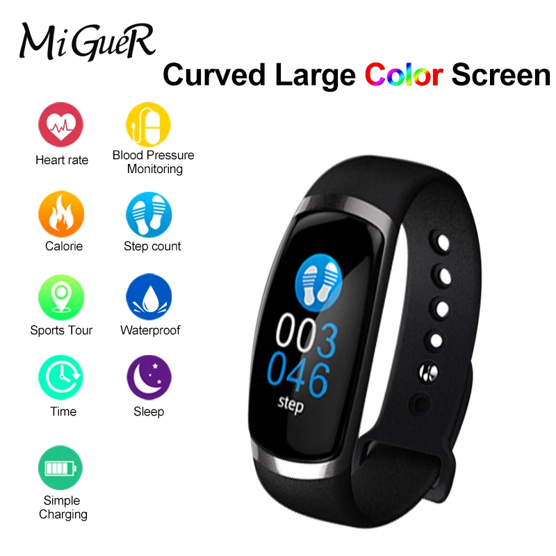 

MiGueR A16 Smart Bracelet IP67 Waterproof Heart Rate Bracelet Bluetooth 4.0 Fitness Tracker For Andriod IOS Touch Screen Message