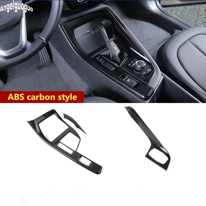 ABS carbon fiber style Car Gear Shift knob cover Decoration Multimedia button frame trim Sticker For BMW X2 F39 2018 19 LHD