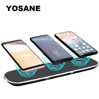 

3 in 1 Qi Wireless Charger Pad Stand With 2 USB Charging Ports For iPhone X 8 8 Plus Samsung Note 8 S8 Fast Wireless Charging