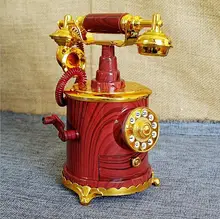 Dark Red September New Model Creative Retro Telephone Phone Model Music Box Home Shop Decorations Collection Crafts Gifts