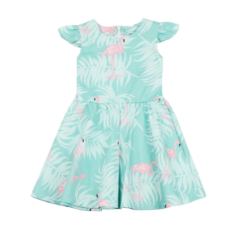 Fashion Kids Girl Summer Dresses Children Sleeveless Flamingo Print Cotton Dress Baby Grils Spring Summer Floral Clothing (5)