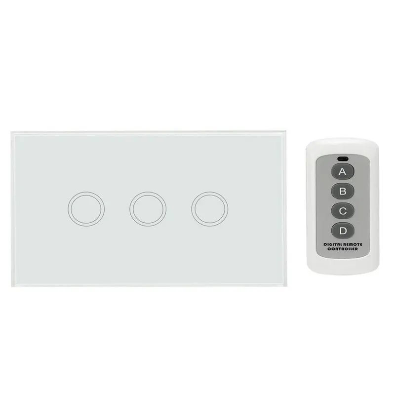 

AU/US Standard Smart Wall Switch Remote Control Switch 1/2/3 Gang 1 Way Wireless Remote Control Touch Light Switch