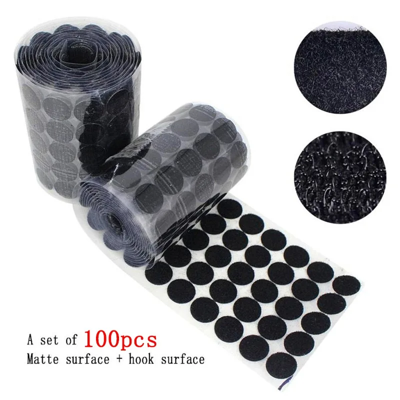 

100pc/lot Self-adhesive Magic Dots the hooks nylon sticker self adhesive hook and loop Velcro fastener with Glue DIY for sewing
