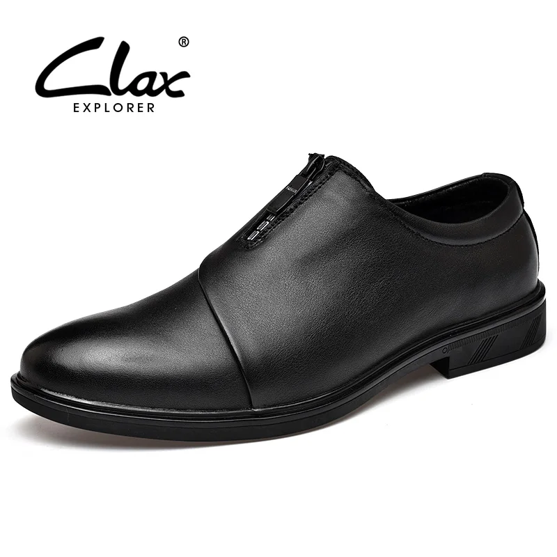 

CLAX Mens Shoes Dress Genuine Leather Man Formal Shoe Wedding Footwear Business Oxfords Male Leather Shoe Zipper Designer