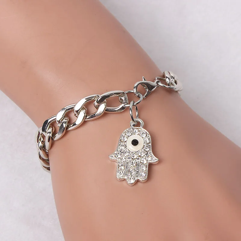 2015 New Fashion Alloy Zircon Hamsa Bracelets & Bangles Silver Hamsa