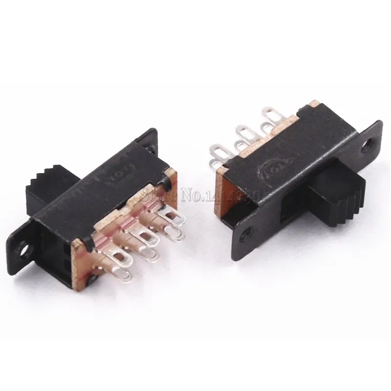 Us 7 3 100pcs Toggle Switch 2 Position 6 Pins With Fixed Hole Handle High 5mm Dpdt 2p2t Panel Mount Slide Switch 125vac Pin Switch Pin Pinpin 2