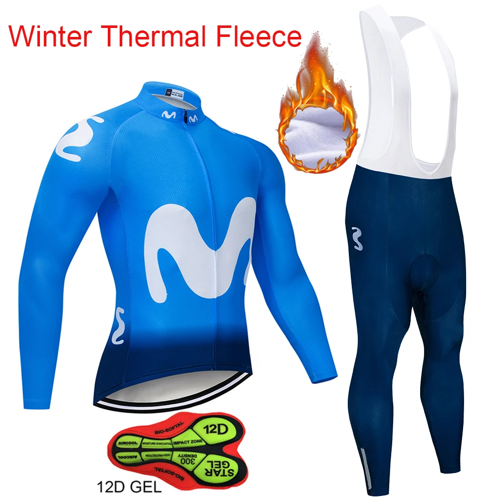 Movistar зимний термальный флисовый велосипедный комплект велосипедная одежда горный велосипед велосипедная одежда Велоспорт Джерси Набор Майо Ropa Ciclismo Invierno