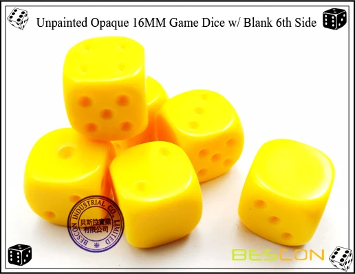 Unpainted Opaque Dice 16MM with Blank 6th Side-4
