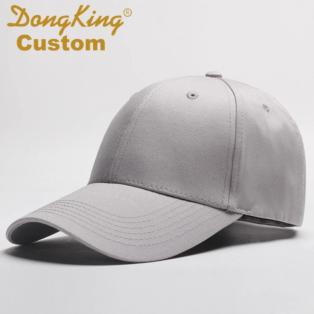 DongKing бейсболка на заказ с изогнутым козырьком, хлопковые шляпы для папы, на заказ, с вышитым текстом, 6 панелей, бронзовая Пряжка, колпаки индивидуального дизайна - Цвет: Grey