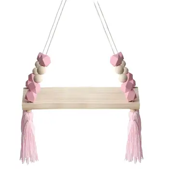 

Nordic Style Wooden Bead Tassels Storage Rack Wall Rope Hanging Shelf For Decor Of Bedroom Living Room Kitchen Office New