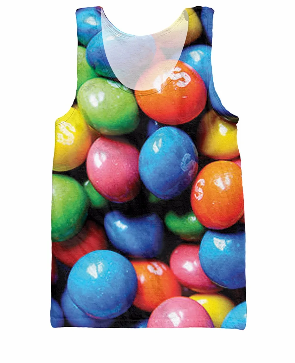 

Fashion Clothing Summer Style Vest tee Skittles Tank Top rainbow with candy 3d print Jersey For Women Men