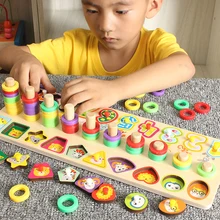 Дошкольное детское Монтессори игрушки раннее образование Обучающие приспособления математические игрушки цифровое животное деревянное количество игрушек геометрическая форма соответствия