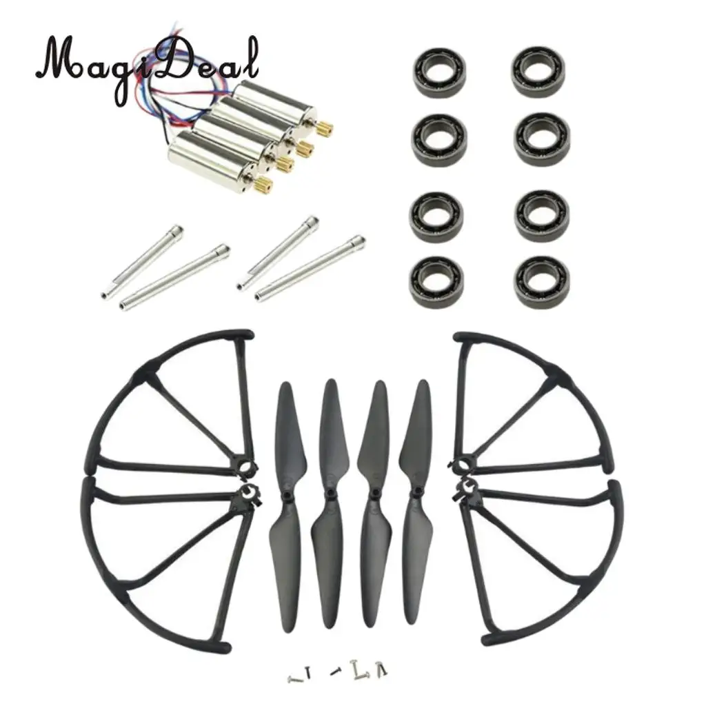 MagiDeal Motor+Propeller+Bumper+Bearing Shafts CW CCW Motor Set for Hubsan X4 H502S H502E H507A RC Drone Parts