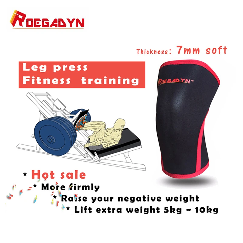 

ROEGADYN High Quality Soft 7mm Neoprene CF Knee Sleeve Joint Support Thermal Compression Protector Wrap Arthritis,Unisex