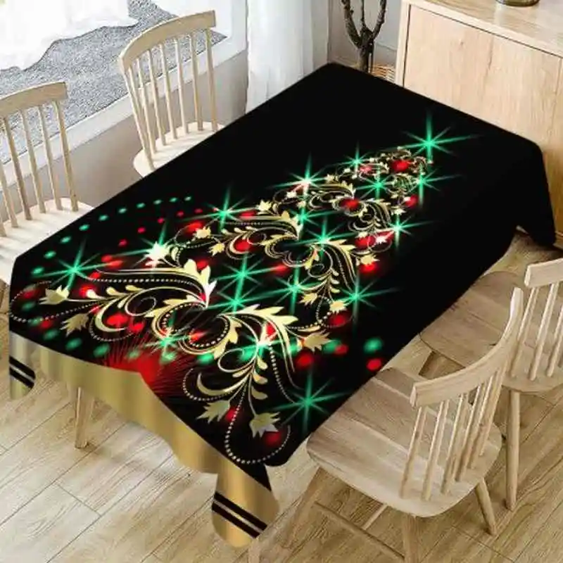 

3D Print Christmas Creative Black Tree Xmas Party Home Kitchen Resturant Waterproof Tablecloth Table Cloth Cover