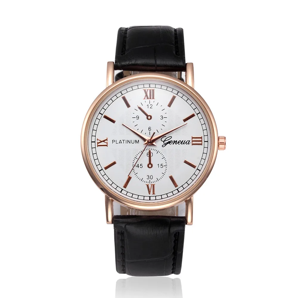 Geneva часы Ретро дизайн люксовый бренд кожаный ремешок для наручных часов АНАЛОГ, кварцевый сплав наручные часы Relogio Masculino часы Q - Цвет: A