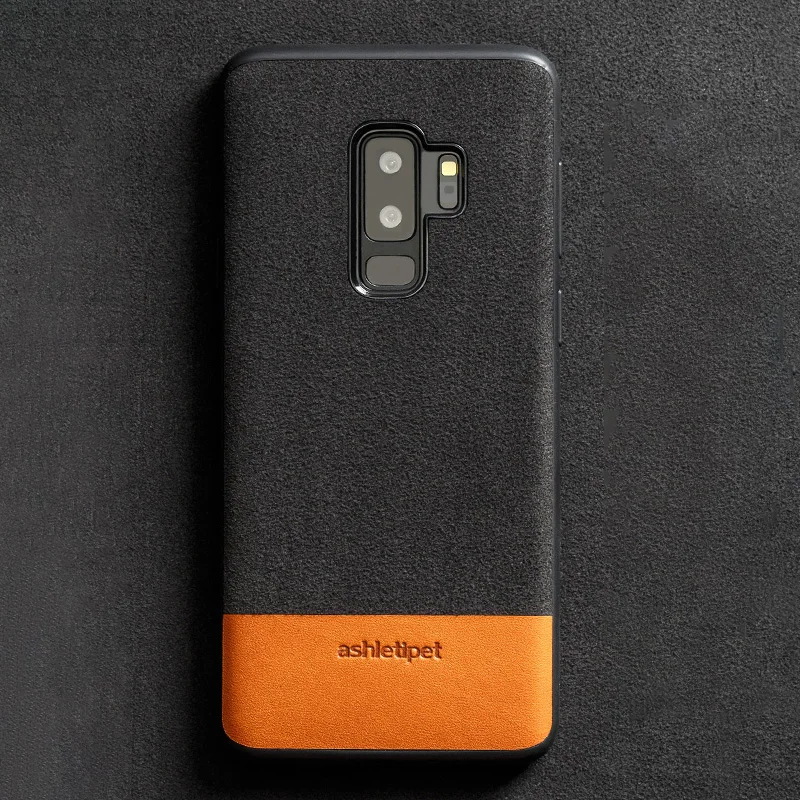 luxury materials suede and cowhide stitching phone case for Samsung s9 all-inclusive protection wangcangli |