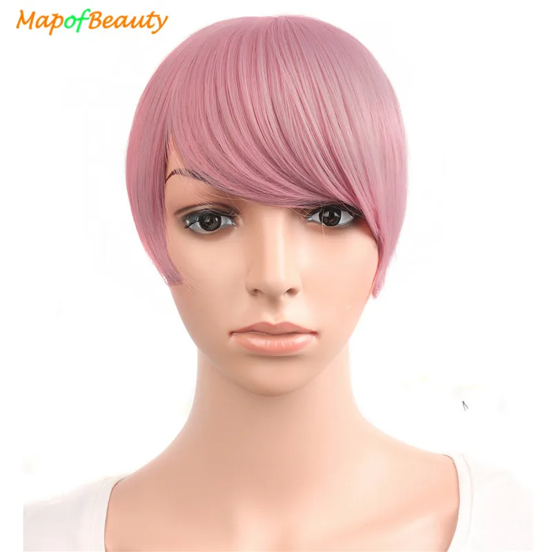 MapofBeauty, разноцветные волосы для наращивания, накладные волосы на клипсах спереди, аккуратные, для женщин, синтетические волосы, бахрома, челка