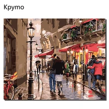 Парижская романтическая улица, сделай сам, живопись по номерам, Современная Настенная живопись, холст, ручная роспись маслом, Painitng, для домашнего декора, 40x50 см, VA-0010
