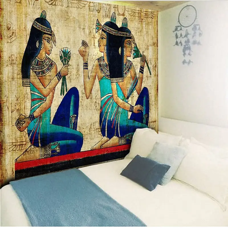 Индийский гобелен настенный винтажный Египетский арт Фреска статуя Будды декоративный настенный ковер богемные хиппи гобелены настенная ткань