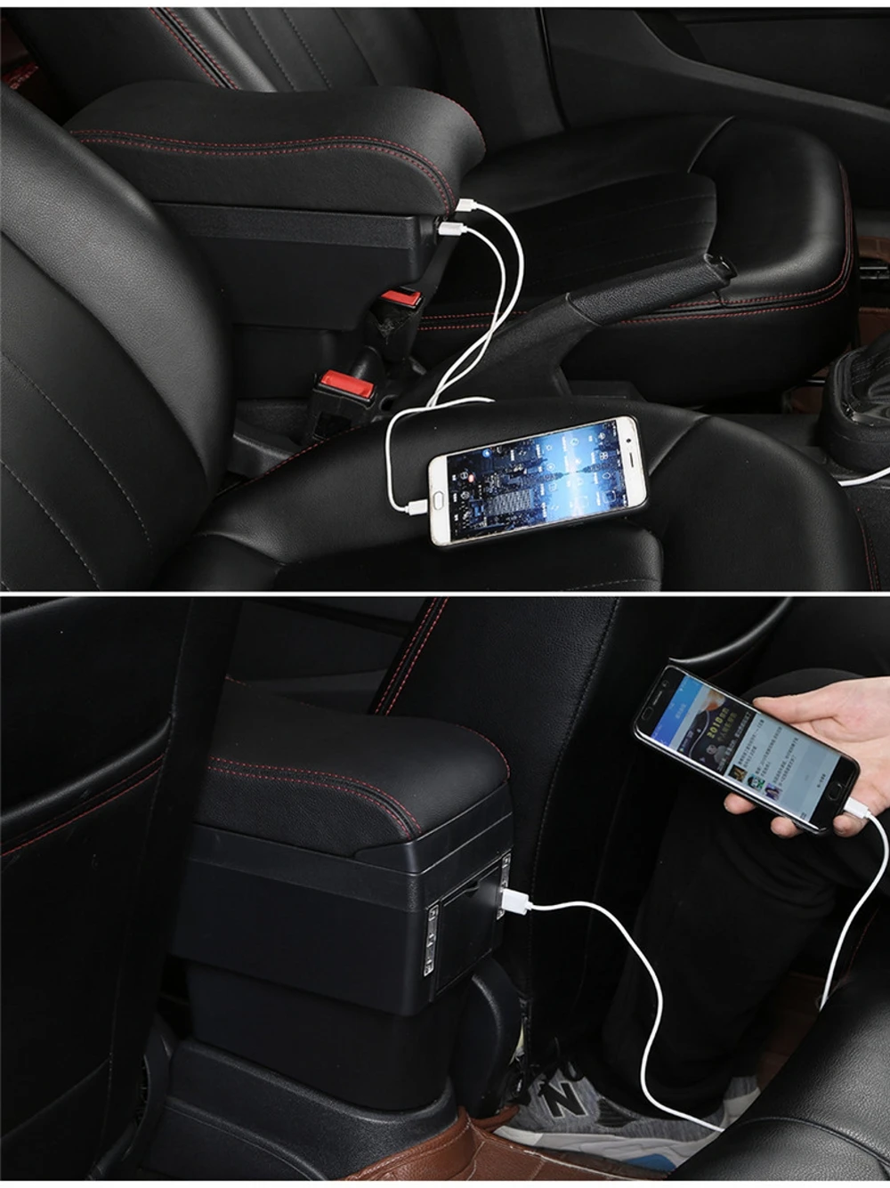 Для hyundai акцент подлокотник 2006 2007 2008 2009 2011+ USB+ двойной Слои+ светильник+ держатель мобильного телефона