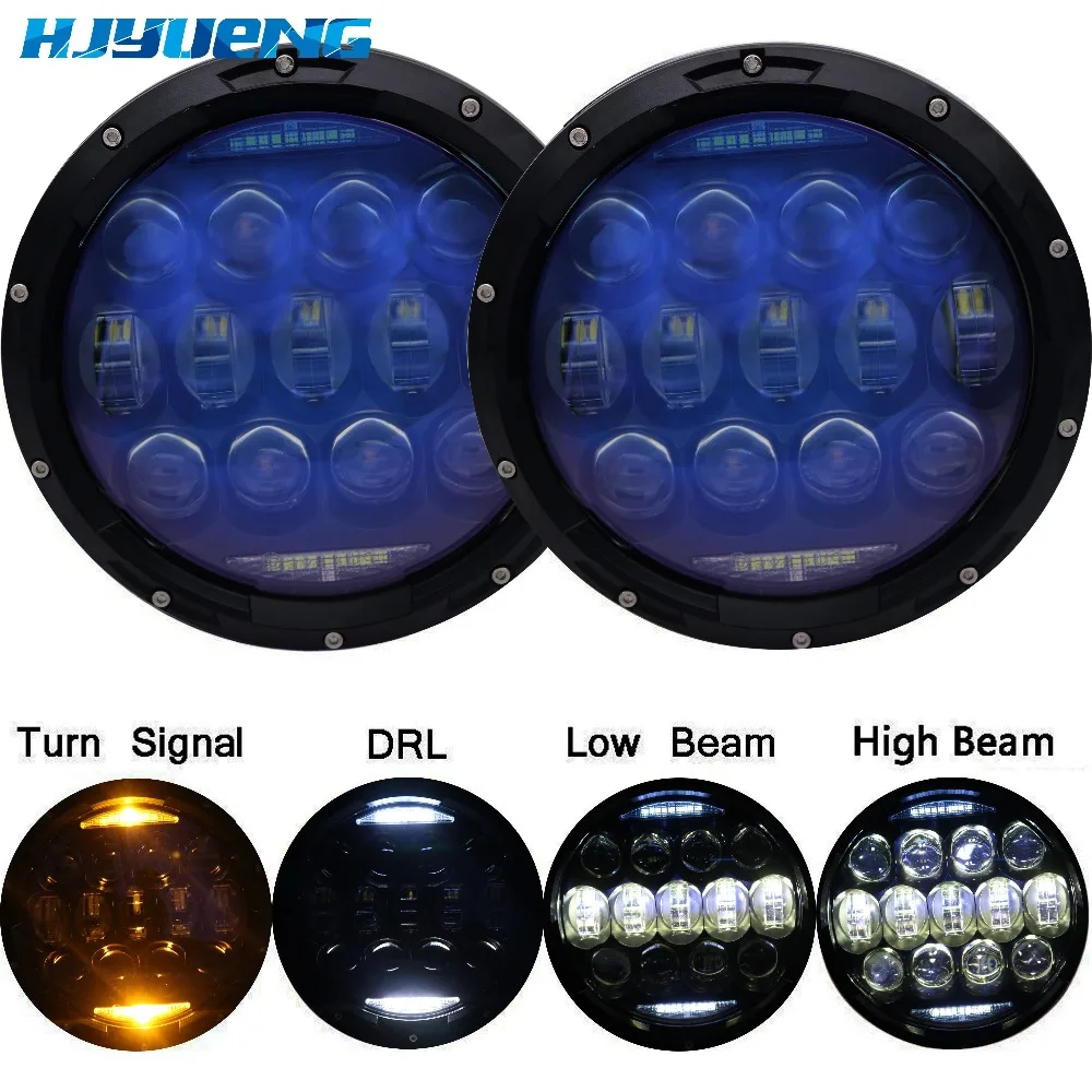 

135W Exclusive Blue Projector Lens Brightest 7inch For Lada Niva 4X4Urban led Headlights Amber Bulbs for Jeep Wrangler JK LJ JKU