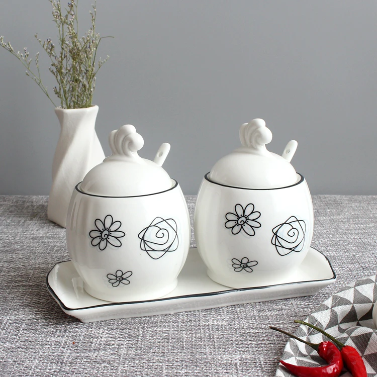 Kitchen Ceramic Jars Storage Bottles Kitchen Containers Seasoning Box Spice Pepper Chili Jars