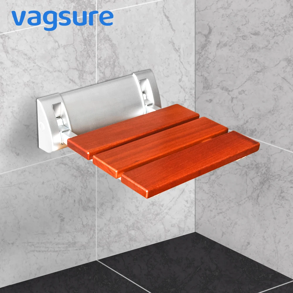 

Folding Chair Bath Shower Seat Wall Mounted Relaxation Shower Chair Solid Wood Panel Seat Spa Bench Saving Space Bathroom