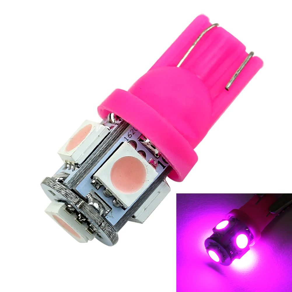 Розовая Автомобильная ксеноновая лампа T10 5050 SMD 5 светодиодный 194 168 W5W|Сигнальная