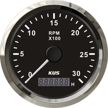 

New KUS 85mm Auto Marine Tachometer RPM Gauge With LED Hourmeter 0-3000RPM 12V/24V With Red and Yellow availble Backlight