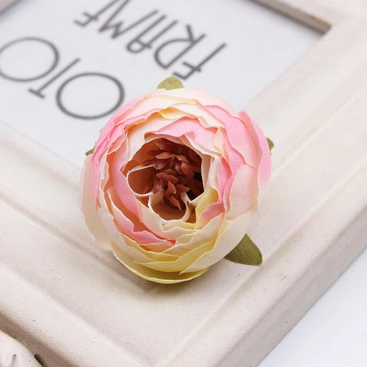 10pcs/lot 5cm Mini Rose Peony Head Silk Artificial Flower For Wedding Home Decoration DIY Wreath Scrapbook Gift Box Craft Flower