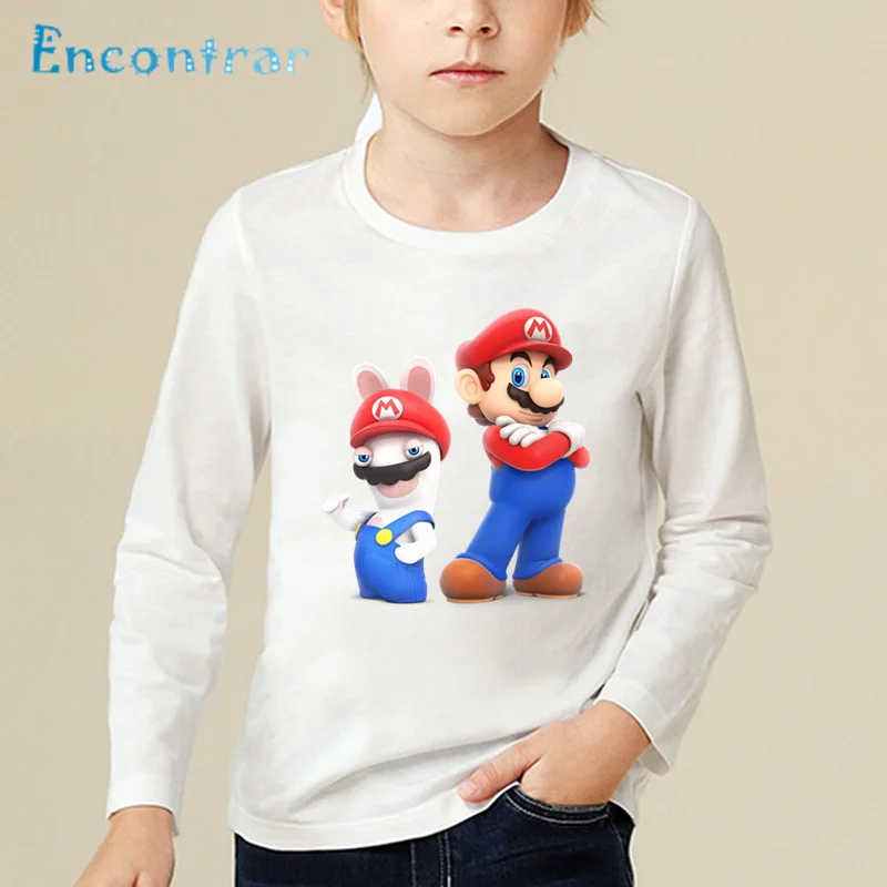 

Children Mario&Raving Rabbids Cartoon Print T-shirt Kids Long Sleeve T shirt Baby Boys/Girls Rabid Rabbits Funny Tops,LKP5203