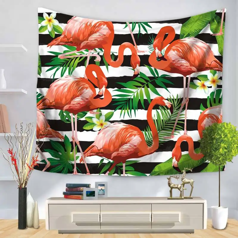 

Rectangle Boho Flamingo Tapestry Tropical Plants Wall Hanging Polyester Mandala Decor Tapestries Cloth Bedspreads Living Room