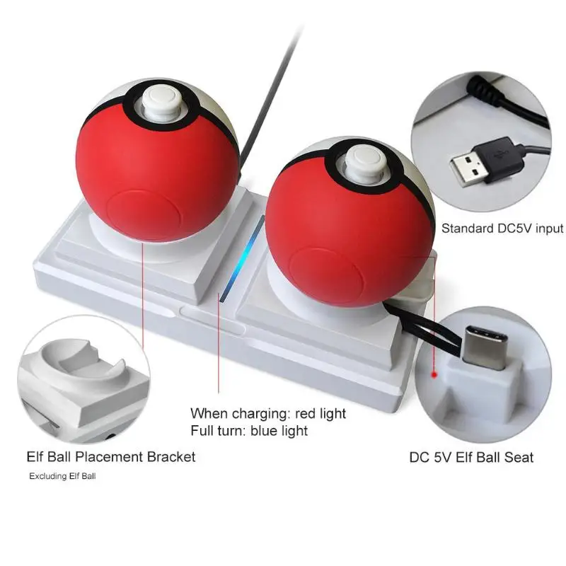 Новое зарядное устройство с двумя портами type-C зарядная док-станция Подставка держатель для переключателя NAND Poke Ball Plus для игровых аксессуаров