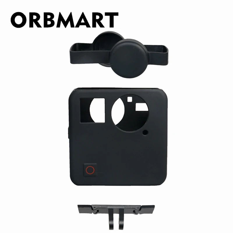 

ORBMART Rubber Silicone Protective Case Cover Housing + Lens Cap + Metal Slideway Kit For Go Pro GoPro Fusion 360 Degree Camera