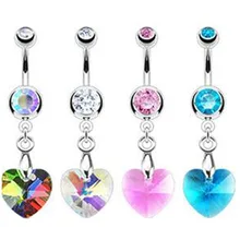 4 цвета Сказочный Горячая с украшениями в виде кристаллов хирургические кольца для пупка, Pircing пирсинг ombligo de umbigo пирсинг промышленный 1 предмет