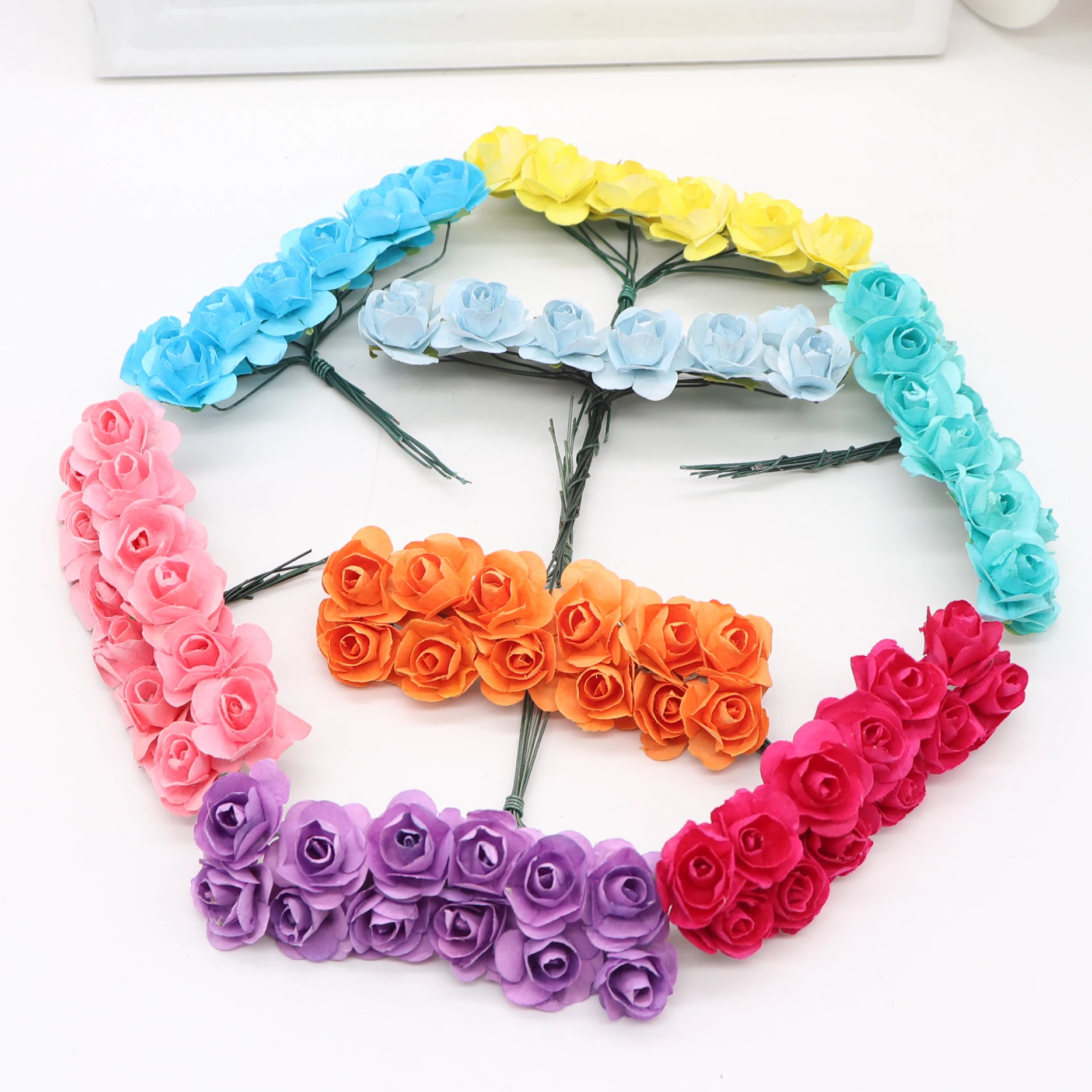 

12pcs 1.5cm Mini Rose Flower Heads Decorative Scrapbooking Artificial Flower for Home Decor Wedding Birthday Party Decoration
