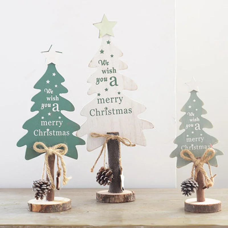 Деревянный Алфавит мини Рождественская елка настольный домашний декор сосновые шишки для украшения стола рождественские украшения детские подарки