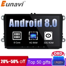 Eunavi 2 din 9 »Android 8,0 Octa Core радио автомобиль стерео gps для VW Passat B6 CC поло гольф 5, 6 Touran Jetta Tiguan Magotan сиденье