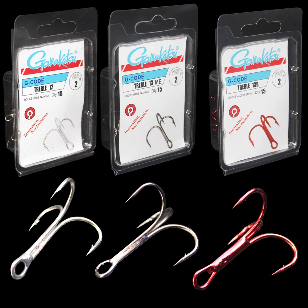 

15pcs/lot size 1-#14# 3 color Treble Hooks Carbon Steel Treble Hooks Fishing Tackle for bass pike gamakatsu