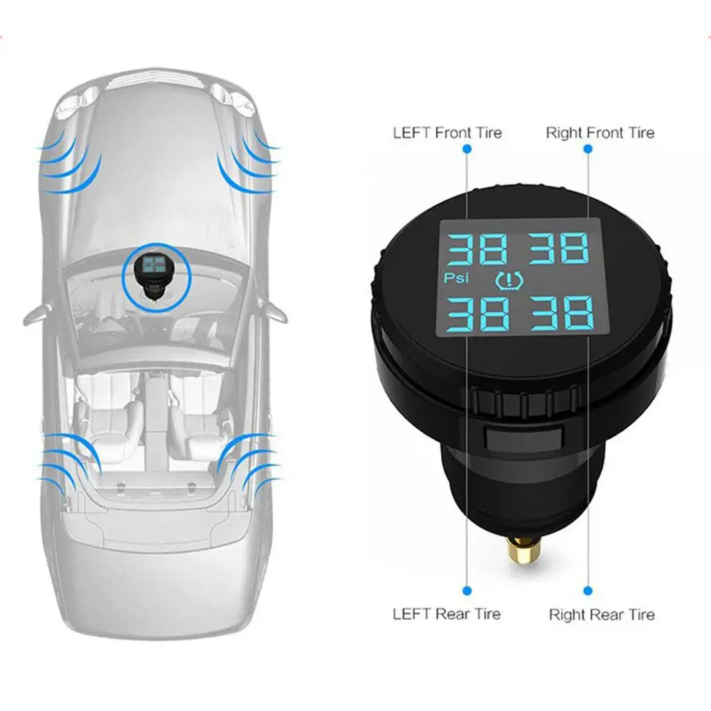 Автомобильный датчик TS61 TPMS датчик прикуривателя монитор давления в шинах Внешний ЖК-дисплей 4 беспроводной датчик давления в шинах