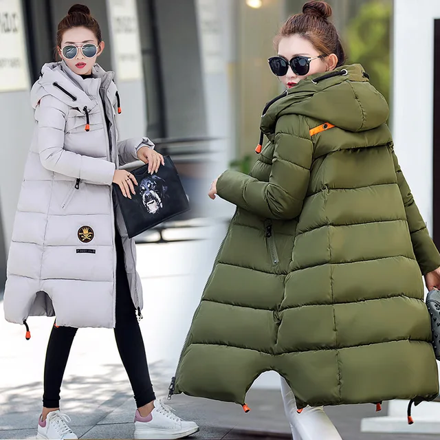Best price at $105 Cheap 2016 Winter Korean Thickening Overknee Slim Thin Even Hat Long Fund Down Cotton Woman Loose warm Coat 886680