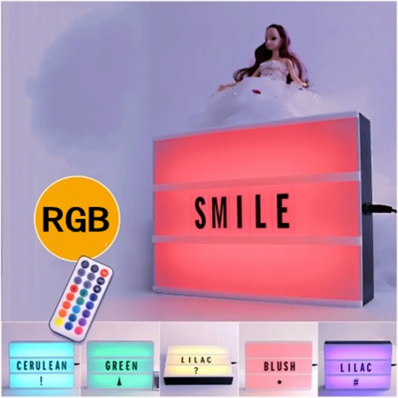Светодиодный RGB лайтбокс формата А4 кинемаический ночник с питанием от батарейки