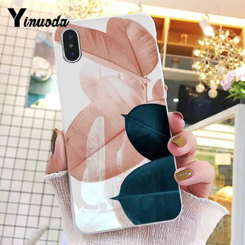 Yinuoda الصيف النخيل ورقة ورقة موز الزهور الجدة Fundas الهاتف حقيبة لهاتف أي فون 8 7 6 6 ثانية زائد X XS ماكس 5 5 ثانية SE XR 10 غطاء