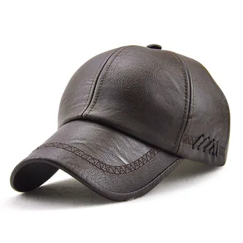

Fashion Mens Faux Leather Adjustable Winter Warm Baseball Cap Dad Hat Six Panels Design Casual Outdoor Sports Trip Best Choose
